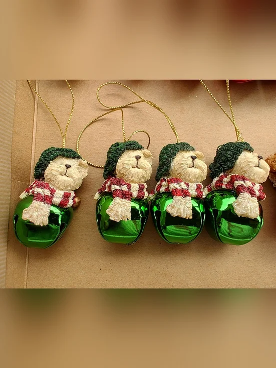 Vintage Boyds Bears Jingle Bell Bears Christmas Ornaments Lot Of (15) Green Red - Picture 4 of 7